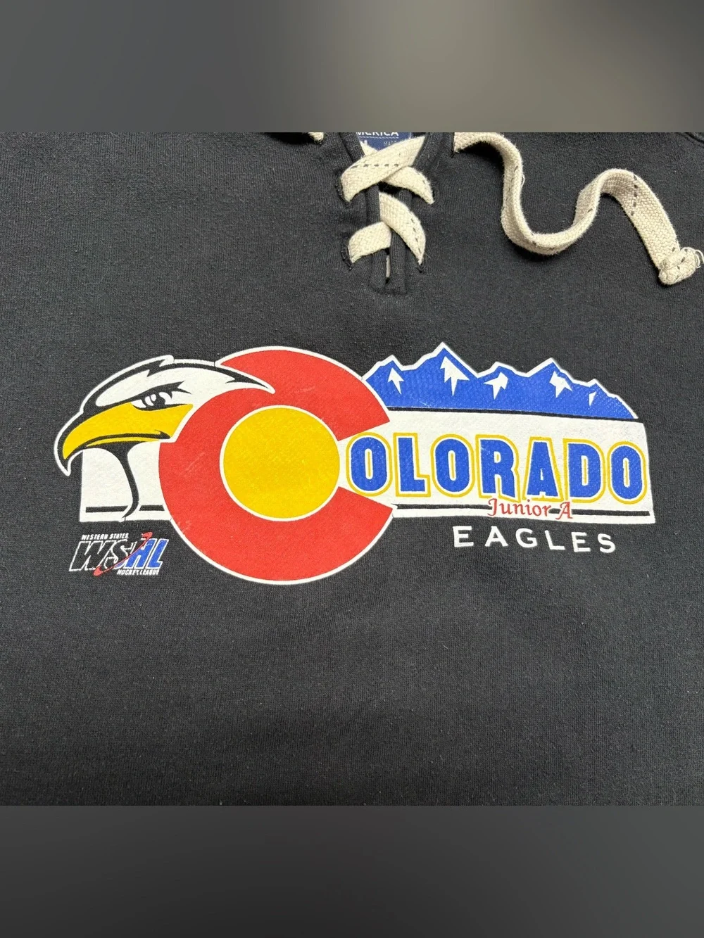J. America Black Colorado Eagles Lace-Up Crewneck Sweatshirt